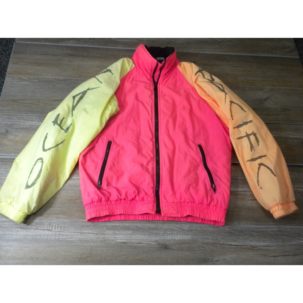 OP Jacket Mens XL Neon Colorblock Puffer Zip Xtreme Air Vintage 90s Retro Surf